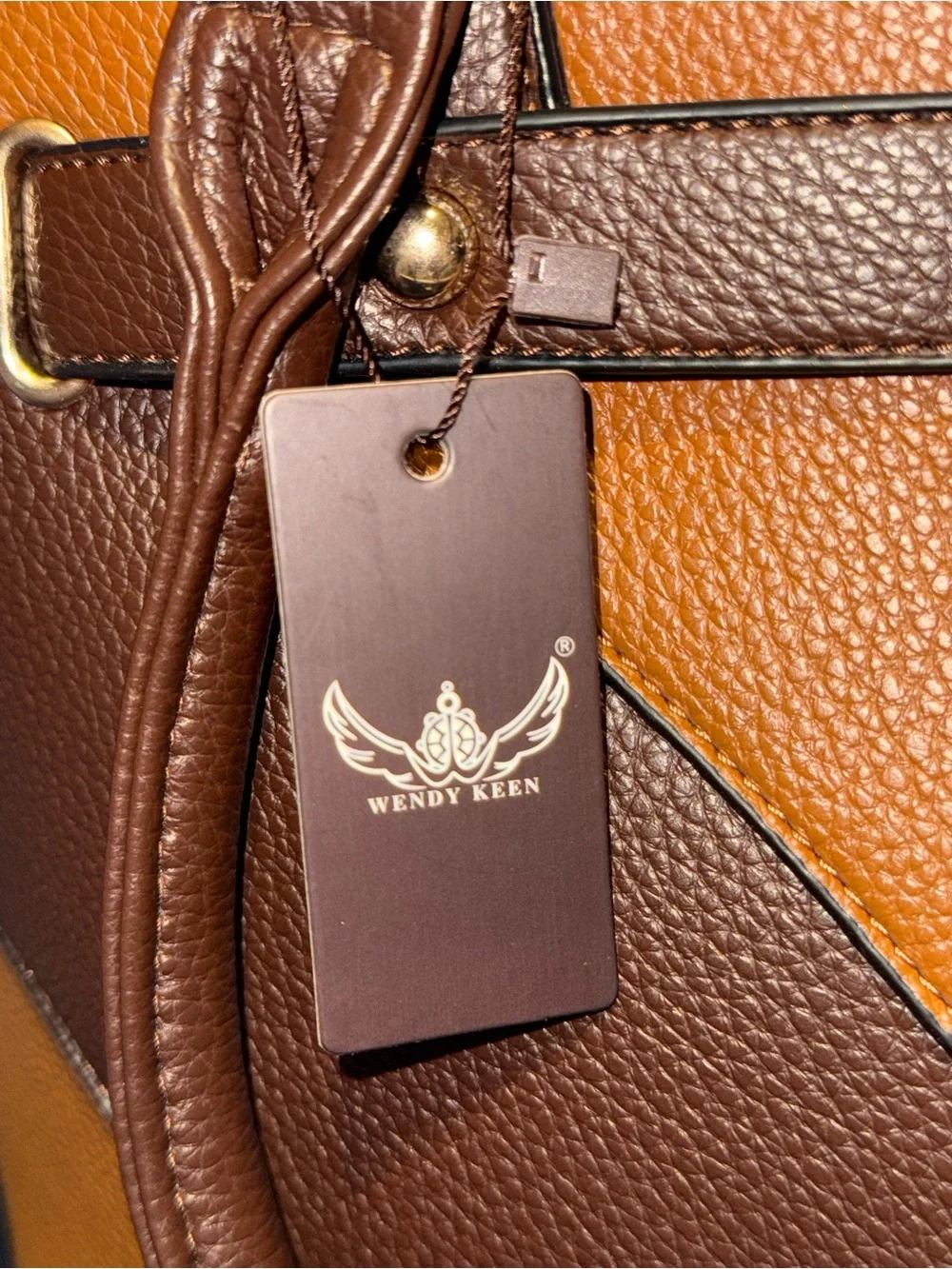Tri-Tone Brown, Tan & Cream Colorblock Satchel